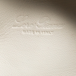 Pre Owned Loro Piana White Ostrich Medium Zip Pouch