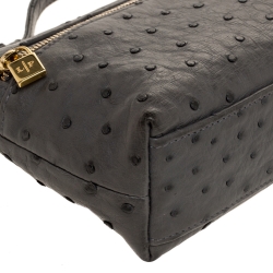 Pre Owned Loro Piana Grey Ostrich Zip Pouch