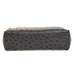 Pre Owned Loro Piana Grey Ostrich Zip Pouch