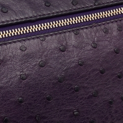 Pre Owned Loro Piana Purple Ostrich Zip L19 Pouch