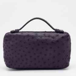 Pre Owned Loro Piana Purple Ostrich Zip L19 Pouch