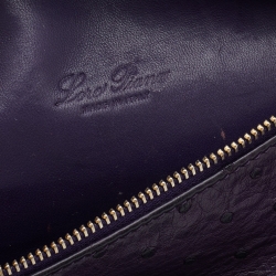 Pre Owned Loro Piana Purple Ostrich Zip L19 Pouch