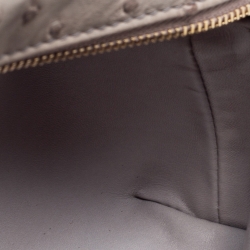 Pre Owned Loro Piana Grey Ostrich Zip L19 Pouch