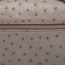 Pre Owned Loro Piana Grey Ostrich Zip L19 Pouch