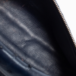Pre Owned Loro Piana Navy Blue Ostrich Zip L19 Pouch