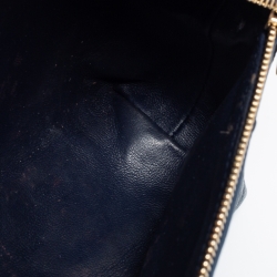 Pre Owned Loro Piana Navy Blue Ostrich Zip L19 Pouch