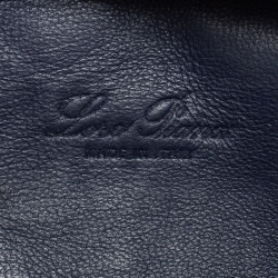 Pre Owned Loro Piana Navy Blue Ostrich Zip L19 Pouch