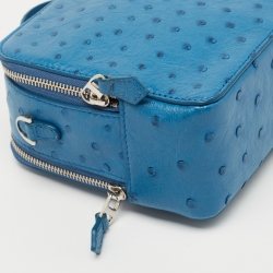 Loro Piana Blue Ostrich Mini Clui Crossbody Bag