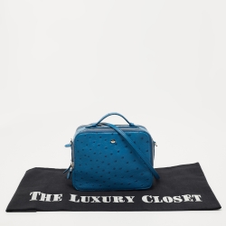 Loro Piana Blue Ostrich Mini Clui Crossbody Bag