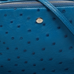 Loro Piana Blue Ostrich Mini Clui Crossbody Bag