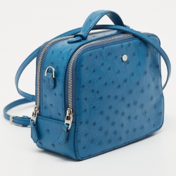Loro Piana Blue Ostrich Mini Clui Crossbody Bag