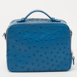 Loro Piana Blue Ostrich Mini Clui Crossbody Bag