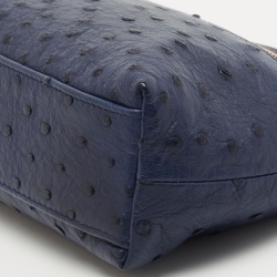 Pre Owned Loro Piana Blue Ostrich L19 Pouch