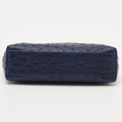 Pre Owned Loro Piana Blue Ostrich L19 Pouch