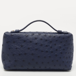 Pre Owned Loro Piana Blue Ostrich L19 Pouch