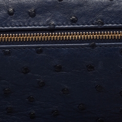 Pre Owned Loro Piana Blue Ostrich L19 Pouch