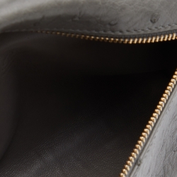 Pre Owned Loro Piana Grey Ostrich Leather Zip L19 Pouch