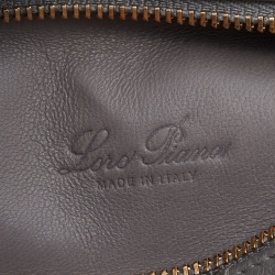 Pre Owned Loro Piana Grey Ostrich Leather Zip L19 Pouch