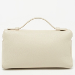 Pre Owned Loro Piana Light Beige Leather Extra Pocket L19 Pouch