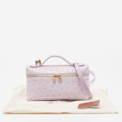 Pre Owned Loro Piana Lilac Ostrich L19 Pouch Bag