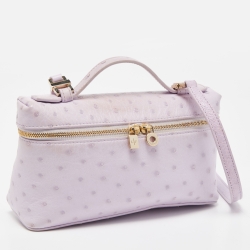 Pre Owned Loro Piana Lilac Ostrich L19 Pouch Bag
