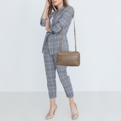 Pre Owned Loro Piana Taupe Leather Extra Pocket L27 Pouch