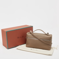 Pre Owned Loro Piana Taupe Leather Extra Pocket L27 Pouch