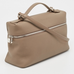 Pre Owned Loro Piana Taupe Leather Extra Pocket L27 Pouch