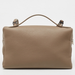 Pre Owned Loro Piana Taupe Leather Extra Pocket L27 Pouch