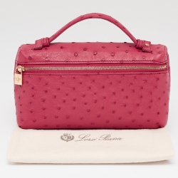 Pre Owned Loro Piana Dark Pink Ostrich L19 Pouch