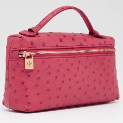 Pre Owned Loro Piana Dark Pink Ostrich L19 Pouch