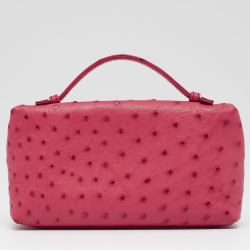 Pre Owned Loro Piana Dark Pink Ostrich L19 Pouch