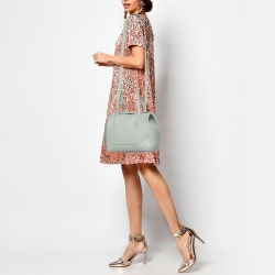 Pre Owned Loro Piana Pale Green Grained Leather Sesia Tote