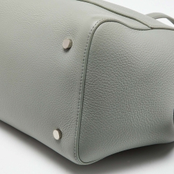 Pre Owned Loro Piana Pale Green Grained Leather Sesia Tote