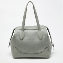 Pre Owned Loro Piana Pale Green Grained Leather Sesia Tote