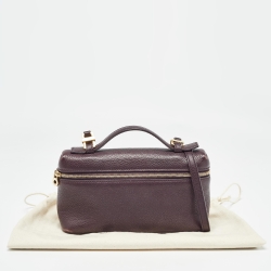 Pre Owned Loro Piana Plum Leather Extra Pocket L19 Pouch