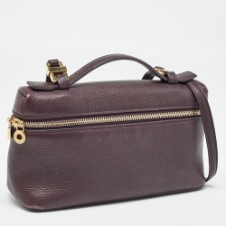 Pre Owned Loro Piana Plum Leather Extra Pocket L19 Pouch