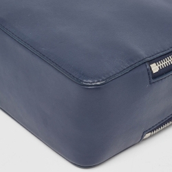 Pre Owned Loro Piana Navy Blue Leather Mini Clui Crossbody Bag