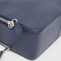 Pre Owned Loro Piana Navy Blue Leather Mini Clui Crossbody Bag