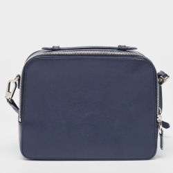 Pre Owned Loro Piana Navy Blue Leather Mini Clui Crossbody Bag