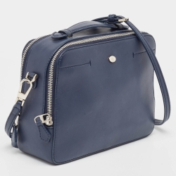 Pre Owned Loro Piana Navy Blue Leather Mini Clui Crossbody Bag