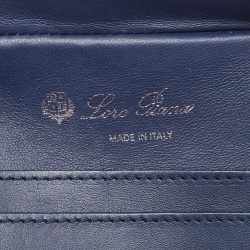 Pre Owned Loro Piana Navy Blue Leather Mini Clui Crossbody Bag
