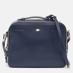 Pre Owned Loro Piana Navy Blue Leather Mini Clui Crossbody Bag