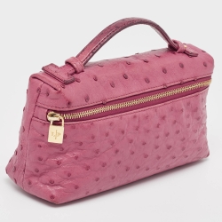 Pre Owned Loro Piana Dark Pink Ostrich L19 Pouch