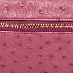 Pre Owned Loro Piana Dark Pink Ostrich L19 Pouch