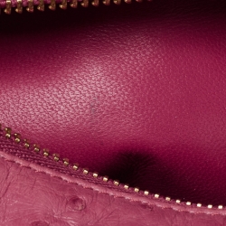 Pre Owned Loro Piana Dark Pink Ostrich L19 Pouch