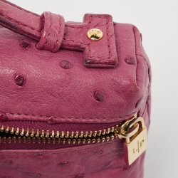 Pre Owned Loro Piana Dark Pink Ostrich L19 Pouch