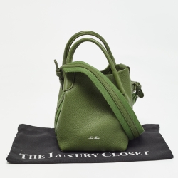 Pre Owned Loro Piana Military Green Leather Micro Bale Bag
