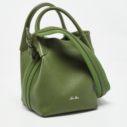 Pre Owned Loro Piana Military Green Leather Micro Bale Bag