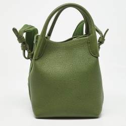Pre Owned Loro Piana Military Green Leather Micro Bale Bag